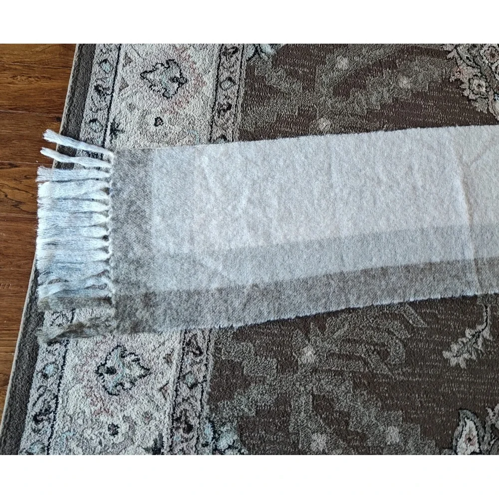 Donegal Design‎ Scarf Throw 74x18 Grey Cream Mohair Wool Handwoven Ireland
